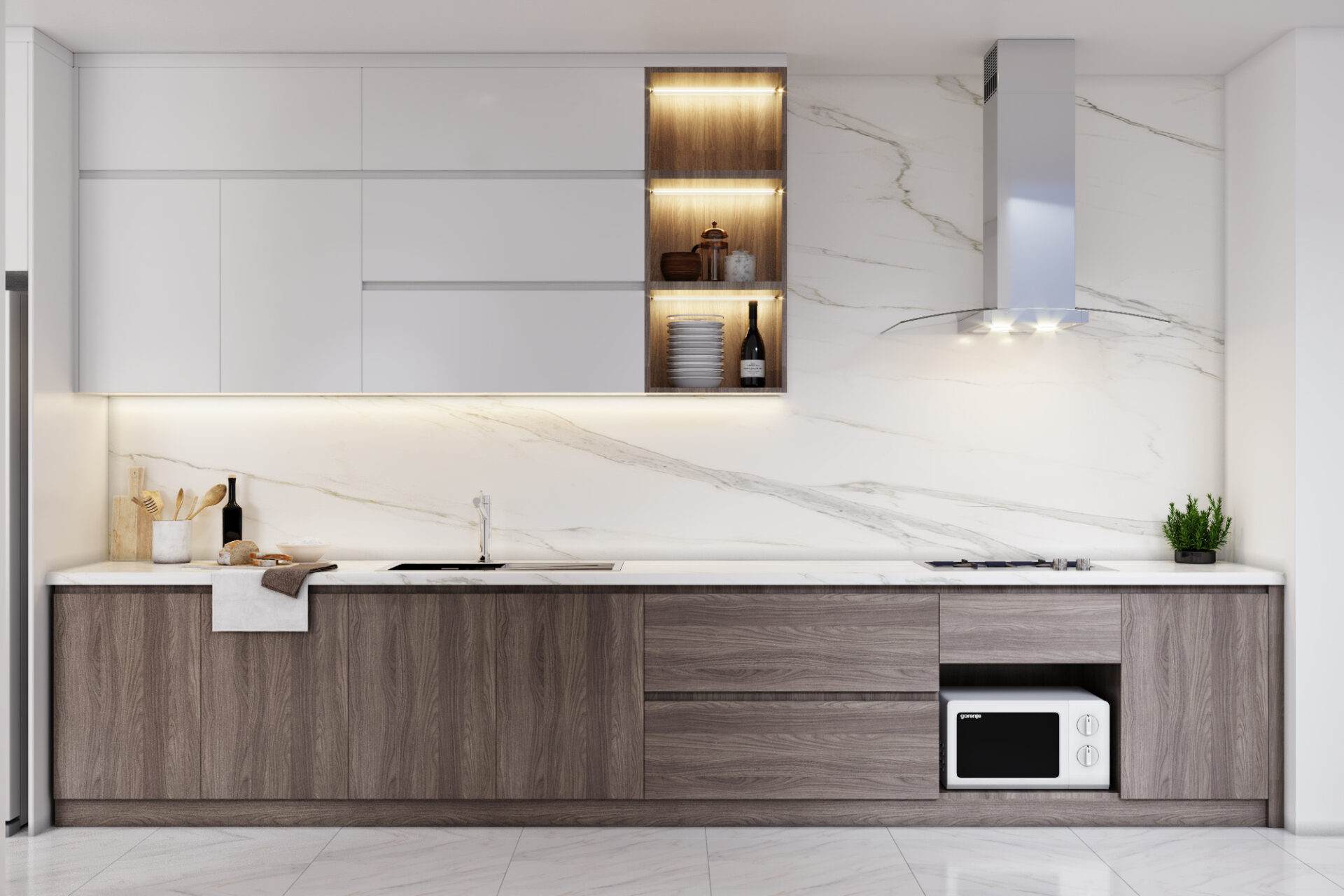 Tủ bếp gỗ công nghiệp chống ẩm, Chị Oanh chung cư Hà Đô - Quận 10